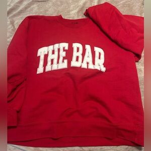 The Bar varsity sweatshirt in ruby/white